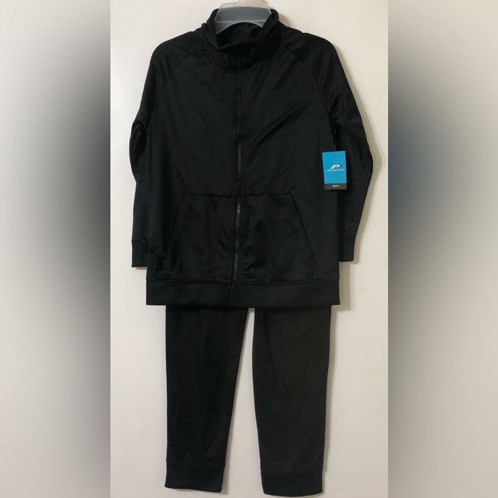 Pro Player Boy 2pcs Tricot jogger/Top front kangaroo pockets black.10/12